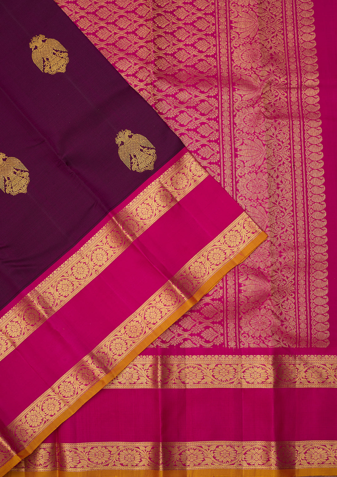 Wine Dharmavaram Pure Silk Saree With Matching Blouse Piece