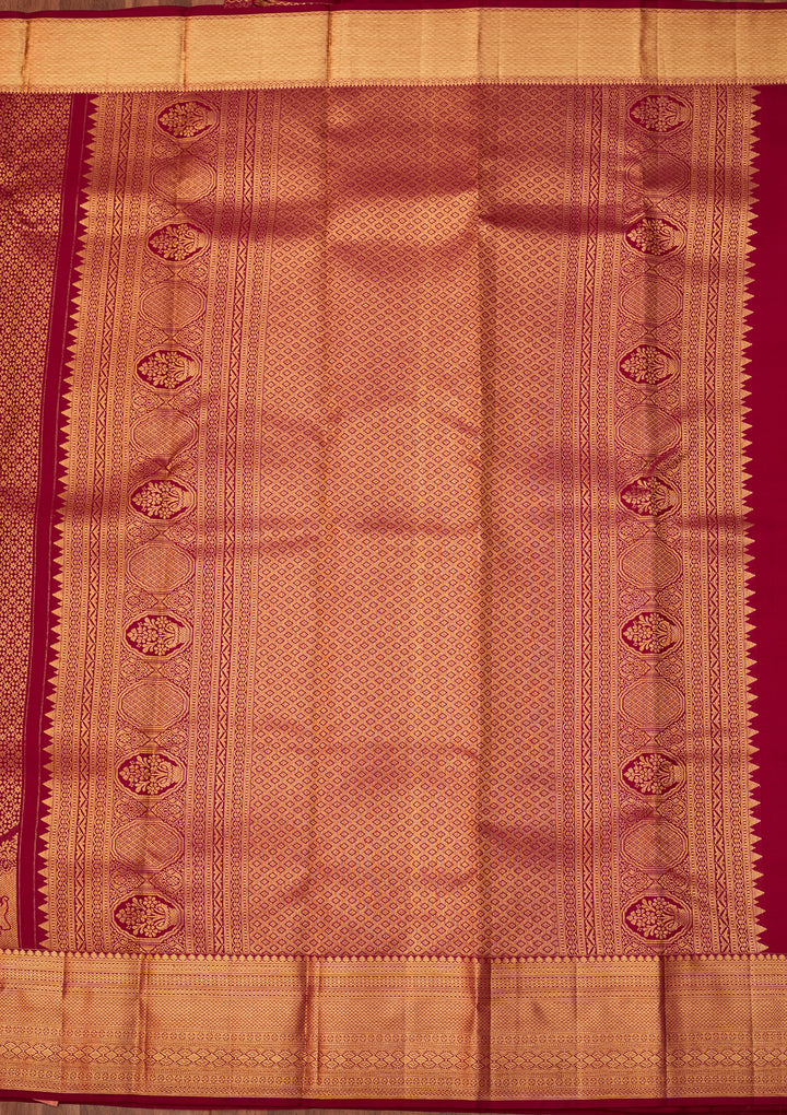 Maroon Dharmavaram Pure Silk Saree With Matching Blouse Piece