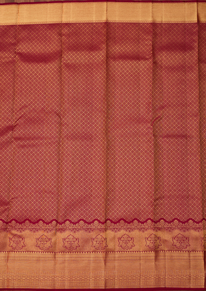 Maroon Dharmavaram Pure Silk Saree With Matching Blouse Piece