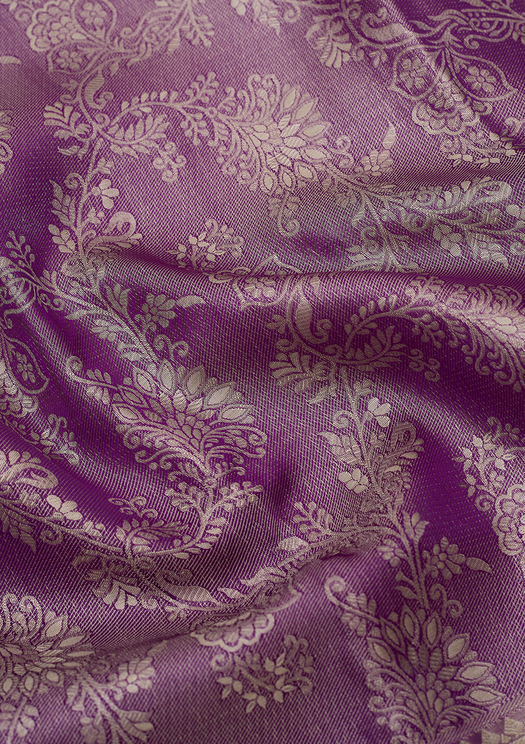 Lavender Pure Tissue Jaal Saree With Matching Blouse Piece
