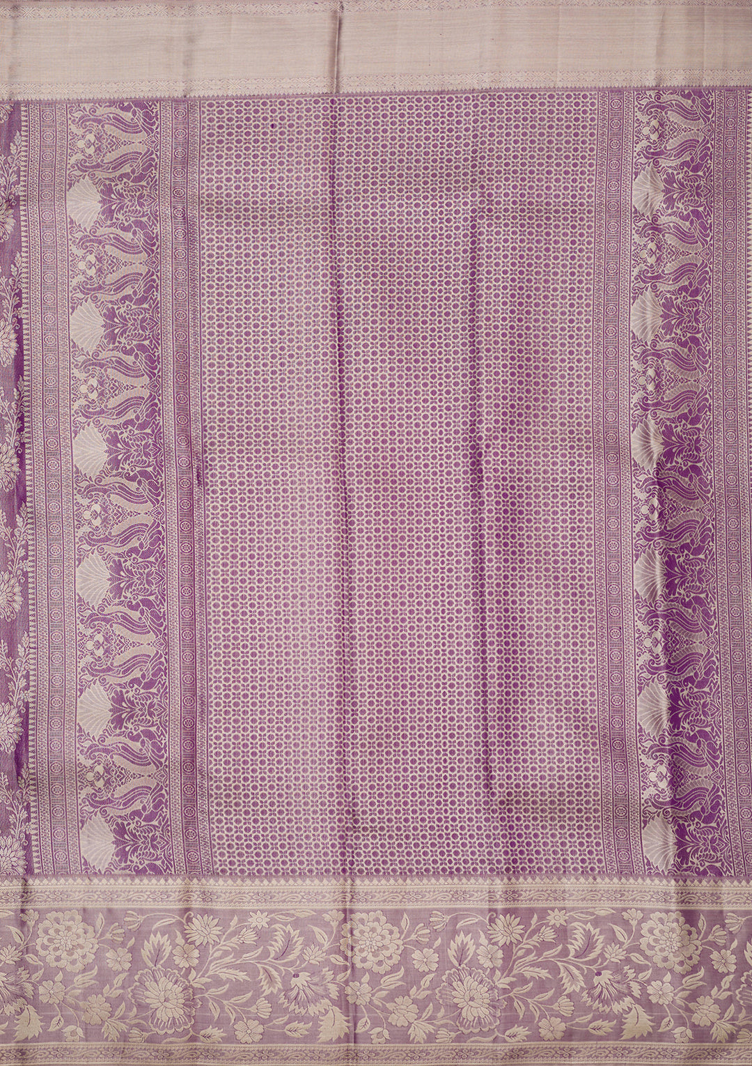 Lavender Pure Tissue Jaal Saree With Matching Blouse Piece