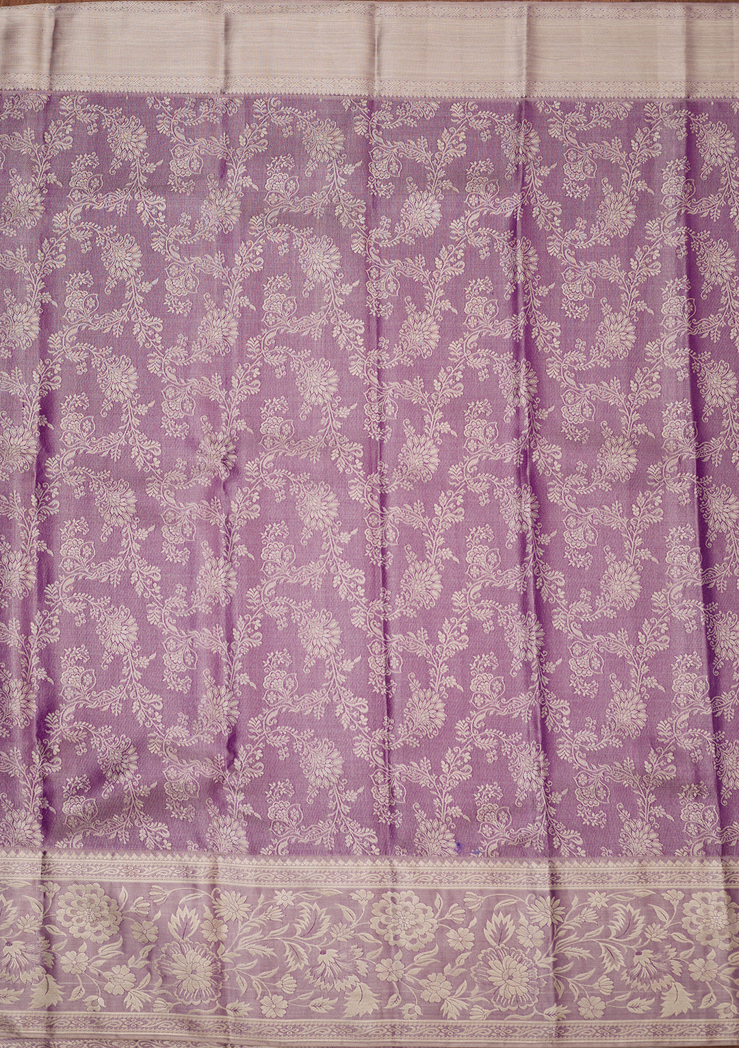 Lavender Pure Tissue Jaal Saree With Matching Blouse Piece