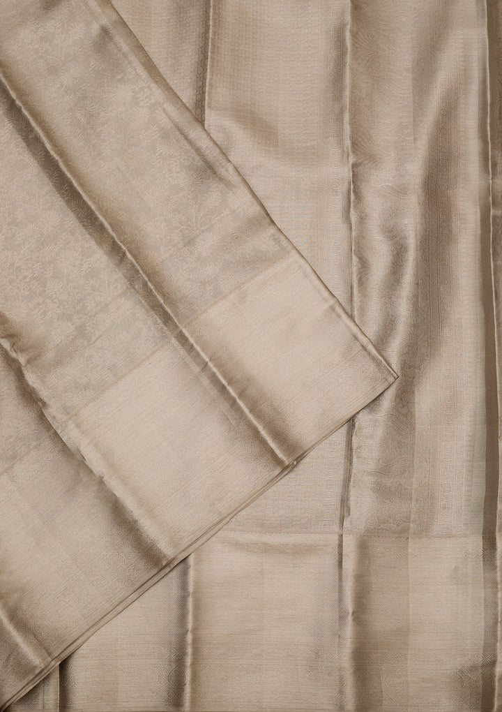 Silver Pure Tissue Jaal Saree With Matching Blouse Piece