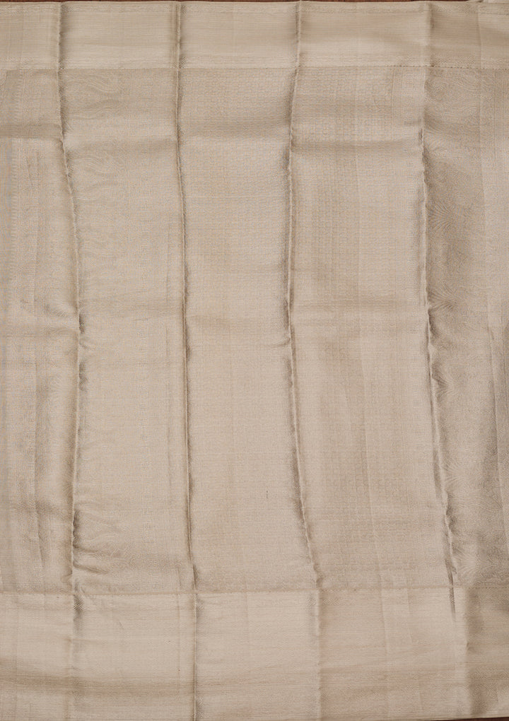 Silver Pure Tissue Jaal Saree With Matching Blouse Piece