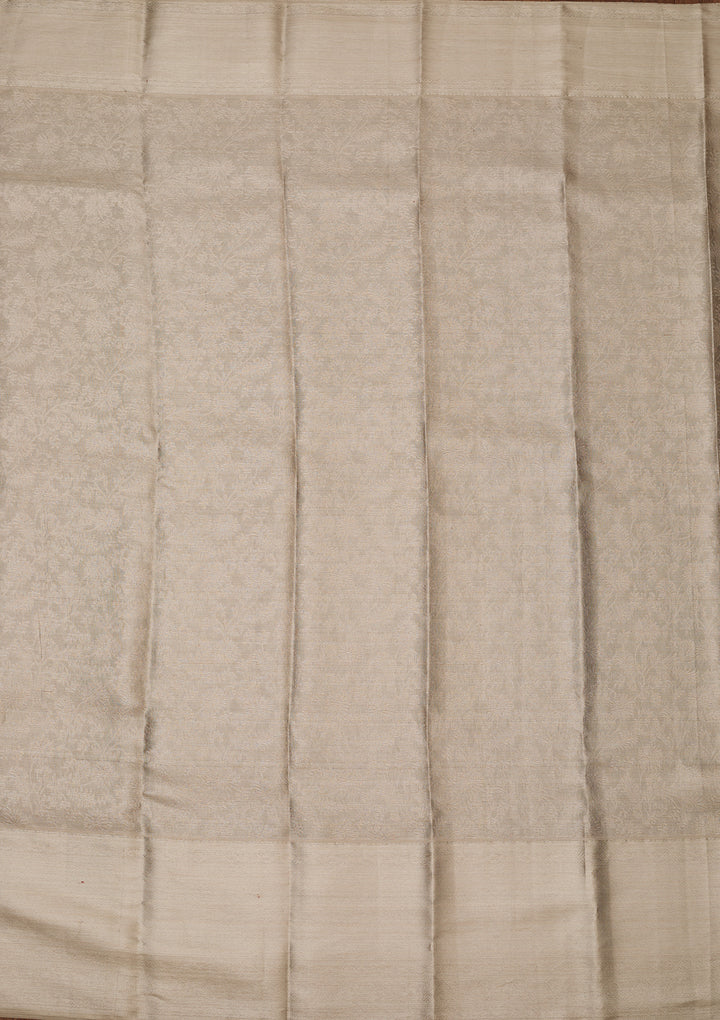 Silver Pure Tissue Jaal Saree With Matching Blouse Piece