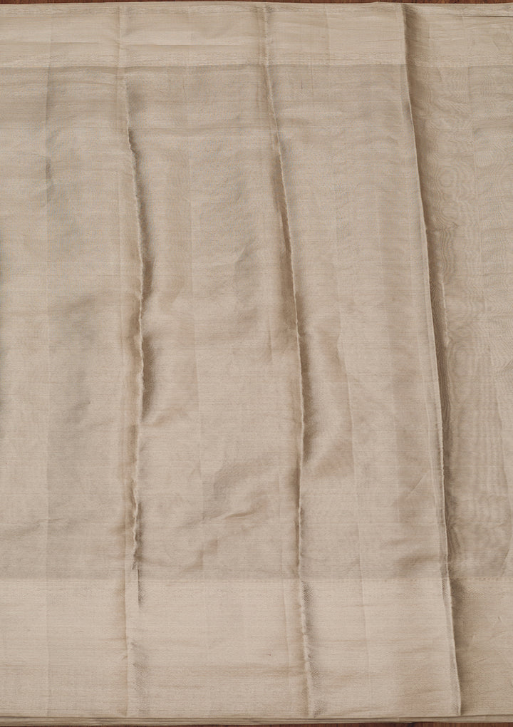 Silver Pure Tissue Jaal Saree With Matching Blouse Piece