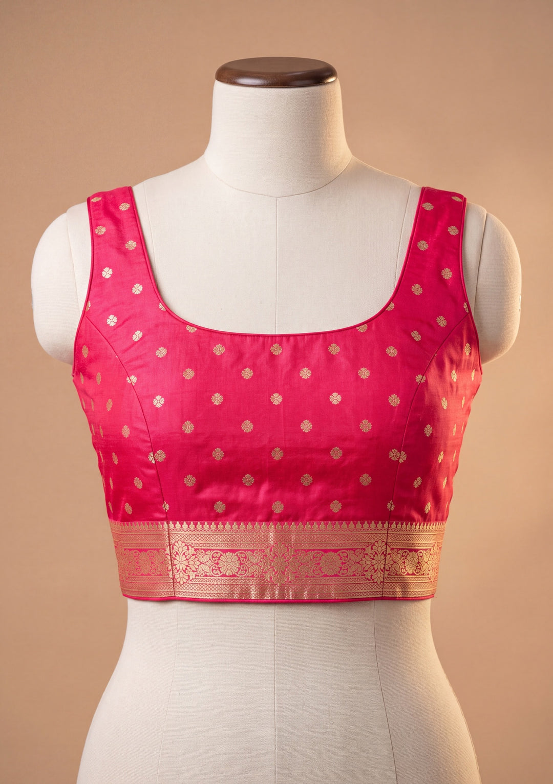 Rani Pink Art Satin Jaal Saree With Matching Blouse Piece