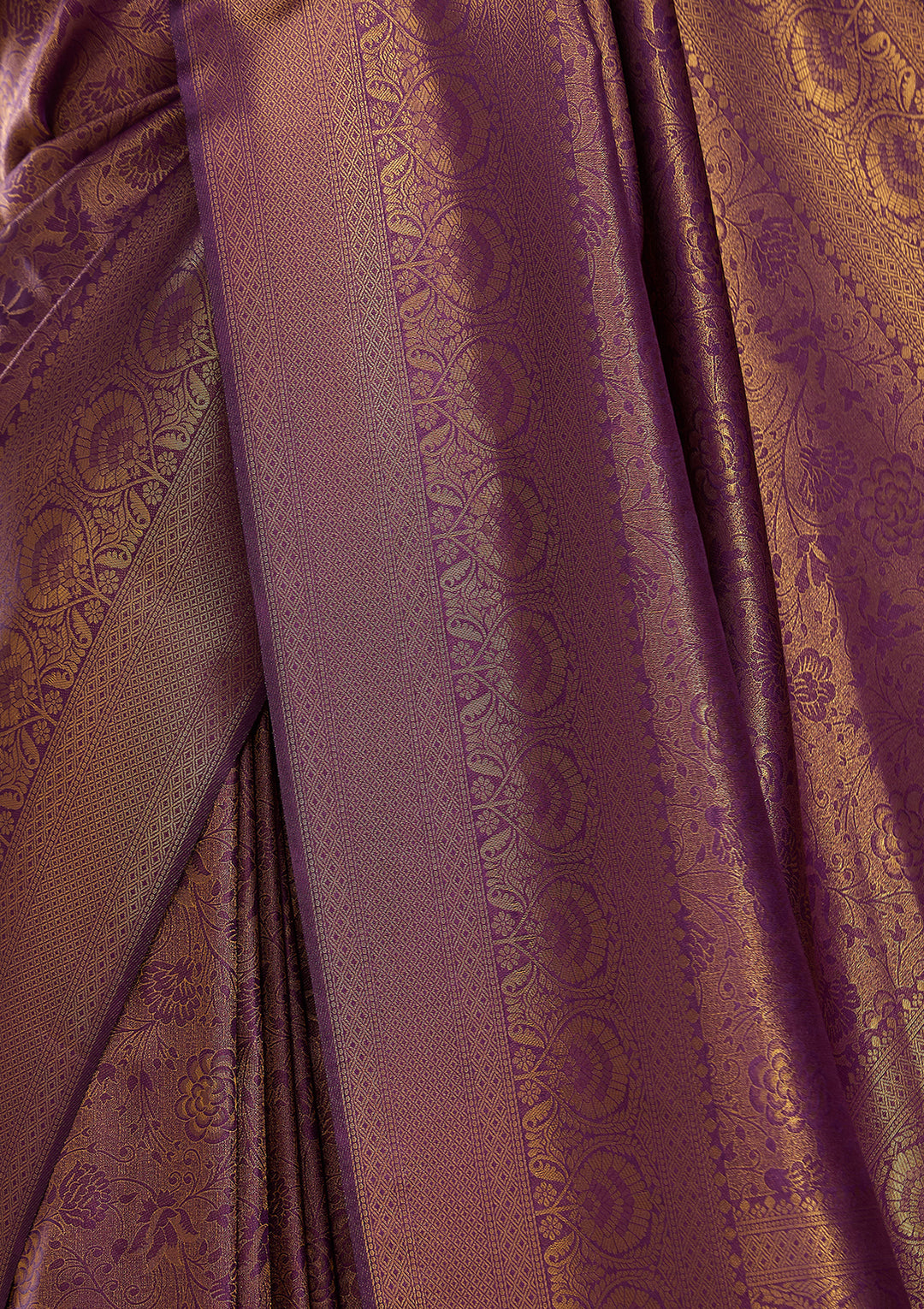 Purple Silk Jaal Saree With Matching Blouse Piece