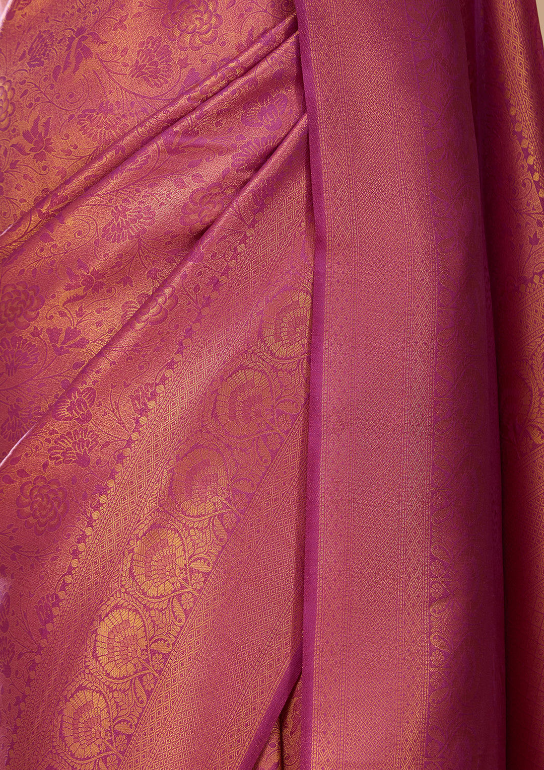 Wine Silk Jaal Saree With Matching Blouse Piece