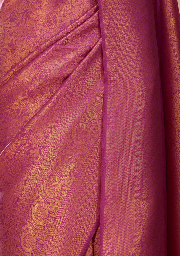 Wine Silk Jaal Saree With Matching Blouse Piece