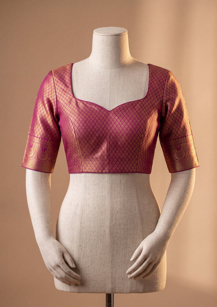 Wine Silk Jaal Saree With Matching Blouse Piece