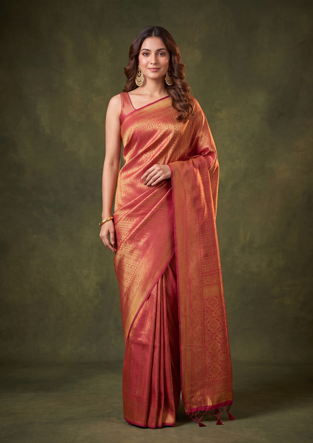 Maroon Art Silk Stripes Saree With Matching Blouse Piece