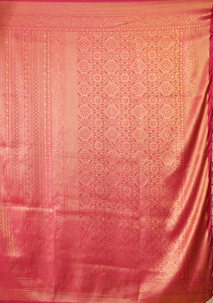 Maroon Art Silk Stripes Saree With Matching Blouse Piece