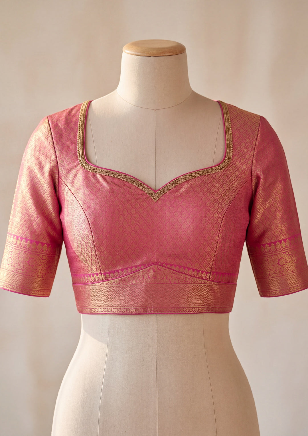 Onion Pink Silk Jaal Saree With Matching Blouse Piece