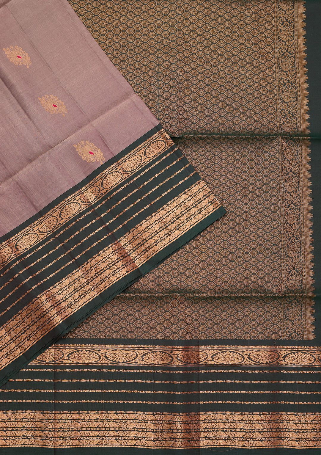 Light Brown Pure Opada Silk Buti Saree With Matching Blouse Piece