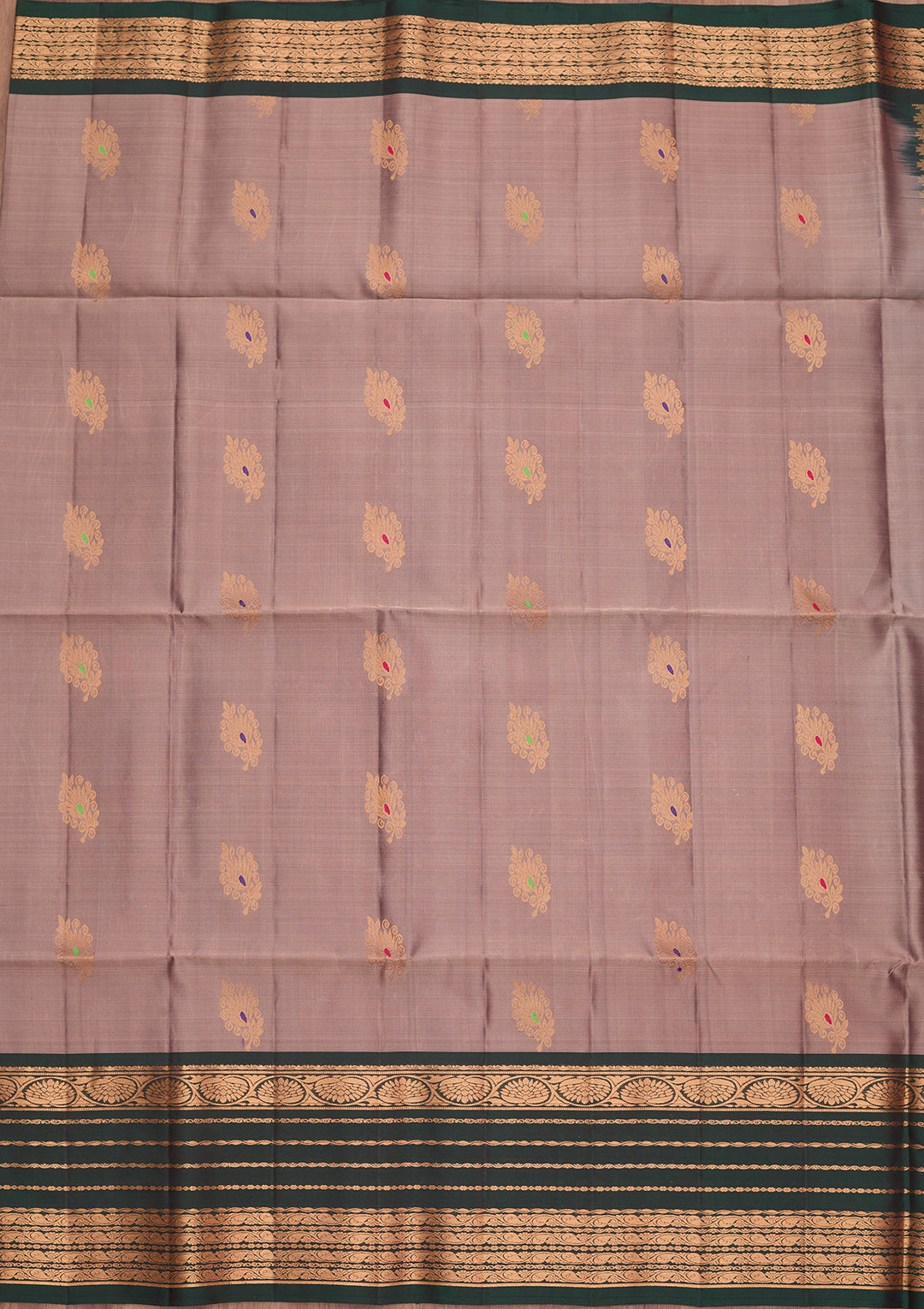 Light Brown Pure Opada Silk Buti Saree With Matching Blouse Piece