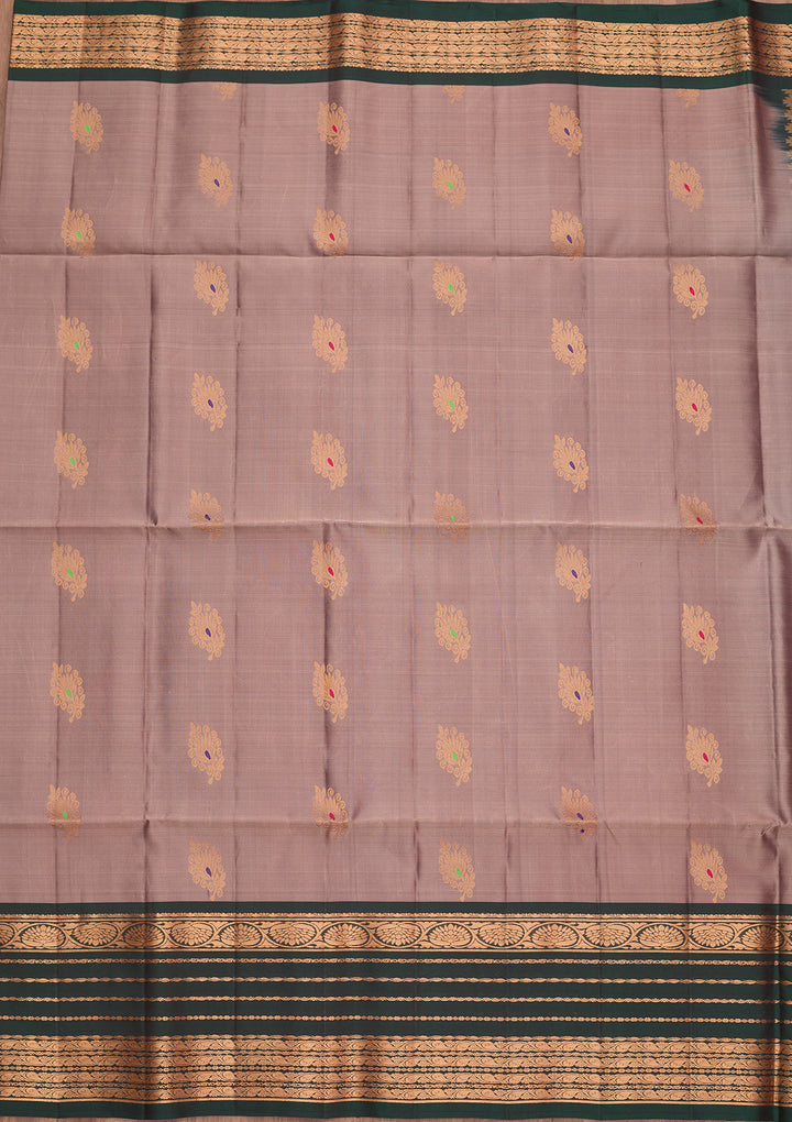 Light Brown Pure Opada Silk Buti Saree With Matching Blouse Piece