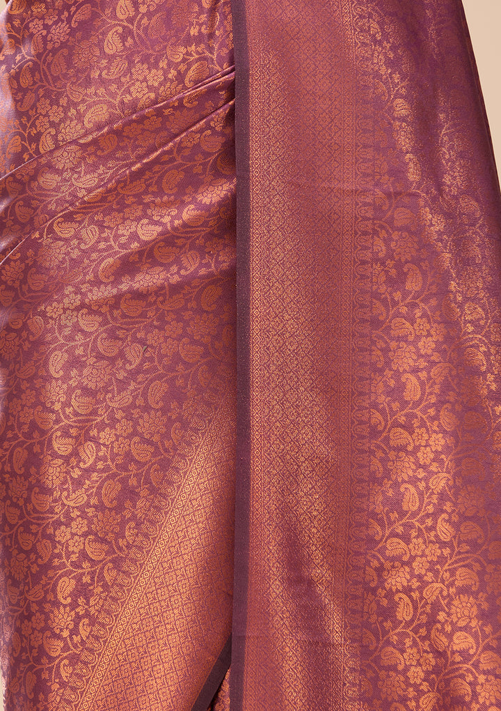 Mauve Art Silk Jaal Saree With Matching Blouse Piece