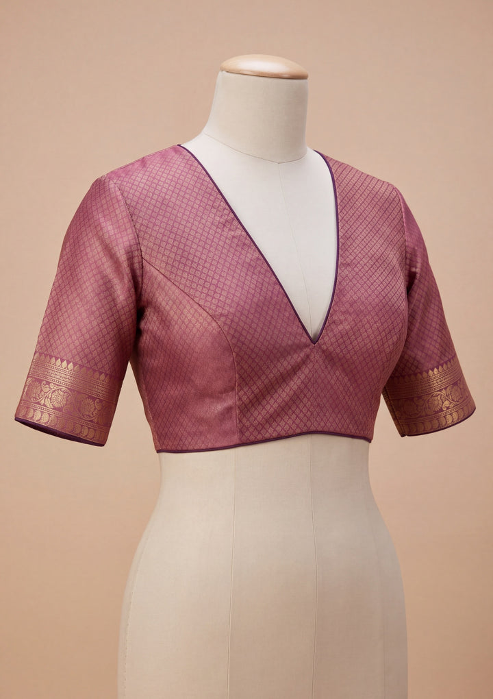 Mauve Art Silk Jaal Saree With Matching Blouse Piece