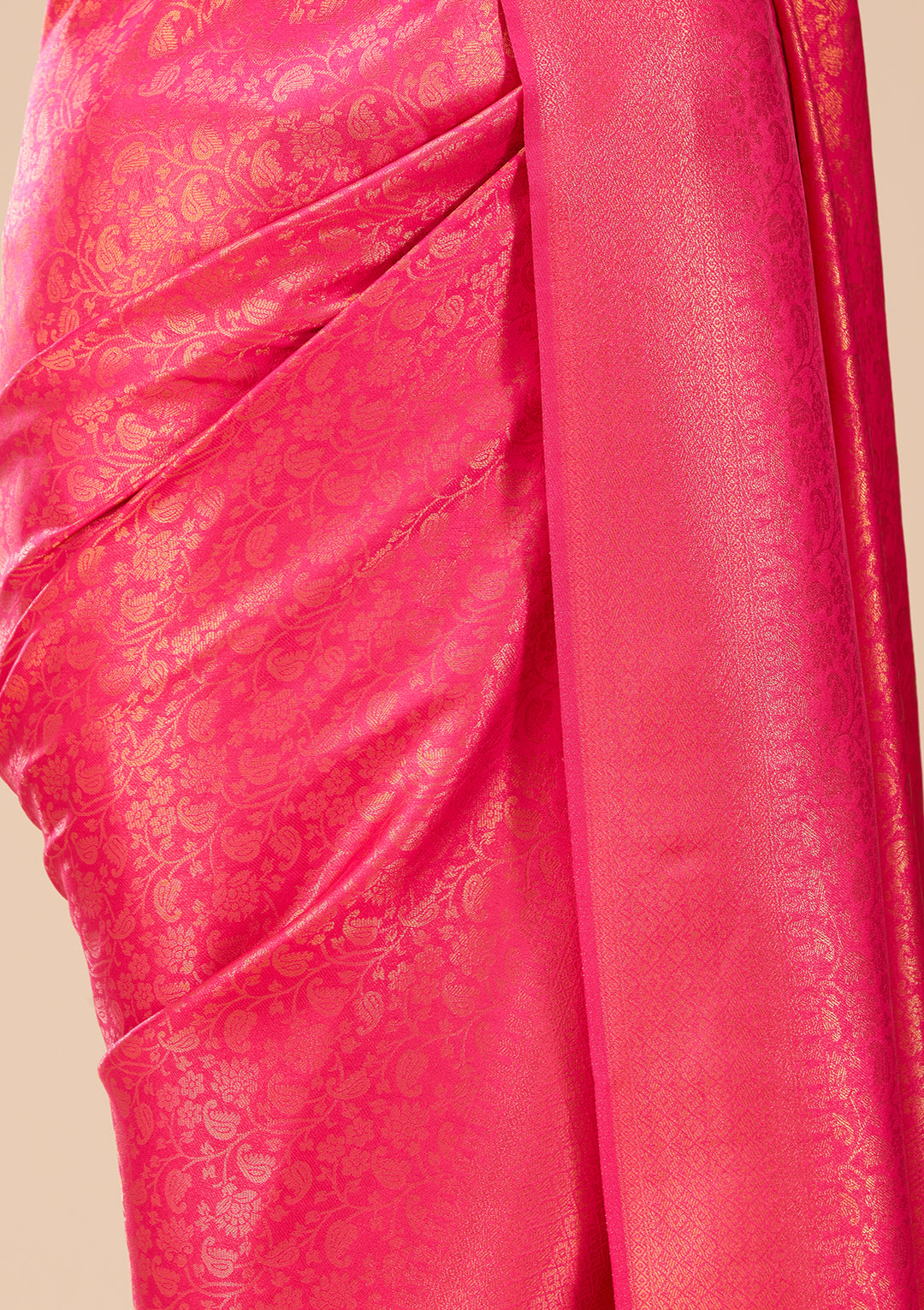 Rani Pink Art Silk Jaal Saree With Matching Blouse Piece