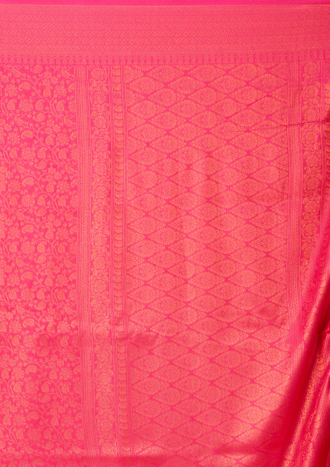 Rani Pink Art Silk Jaal Saree With Matching Blouse Piece