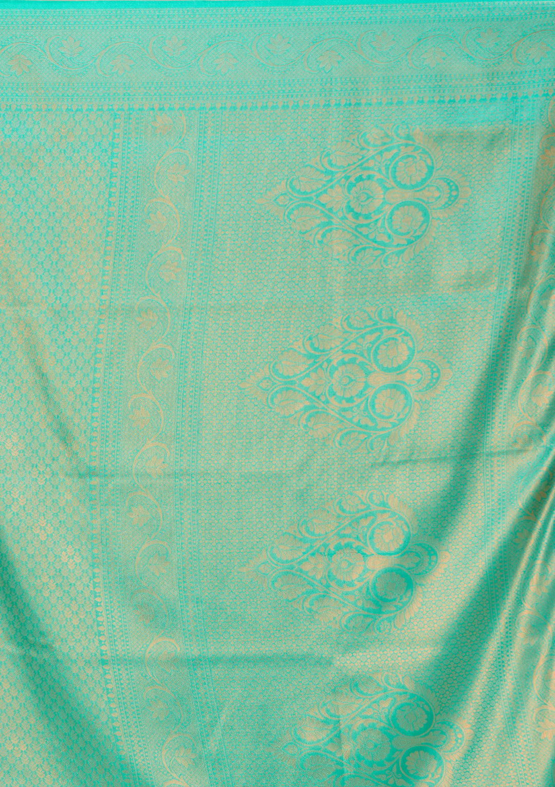 Rama Green Art Silk Jaal Saree With Matching Blouse Piece