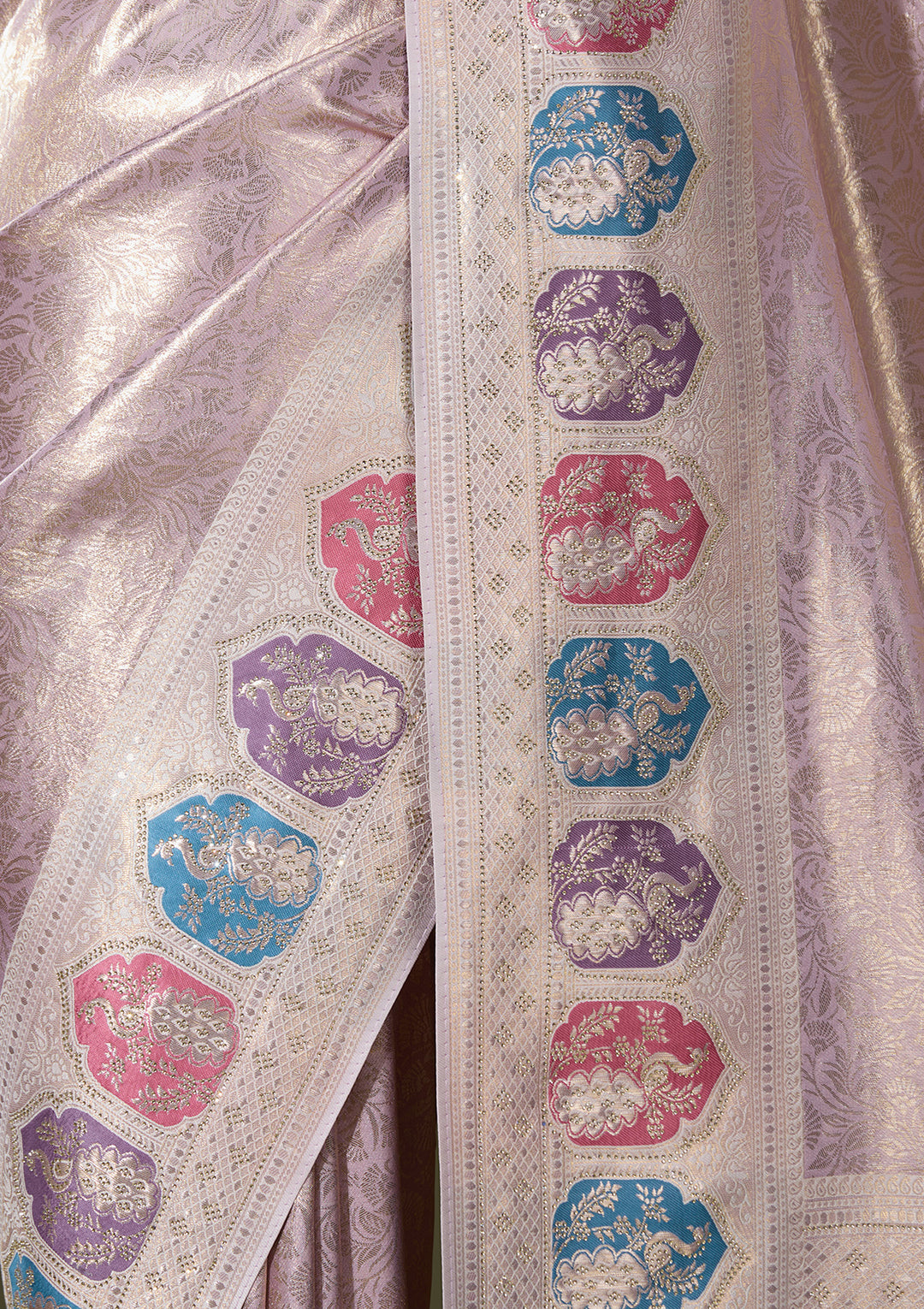 Lavender Art Silk Jaal Saree With Matching Blouse Piece