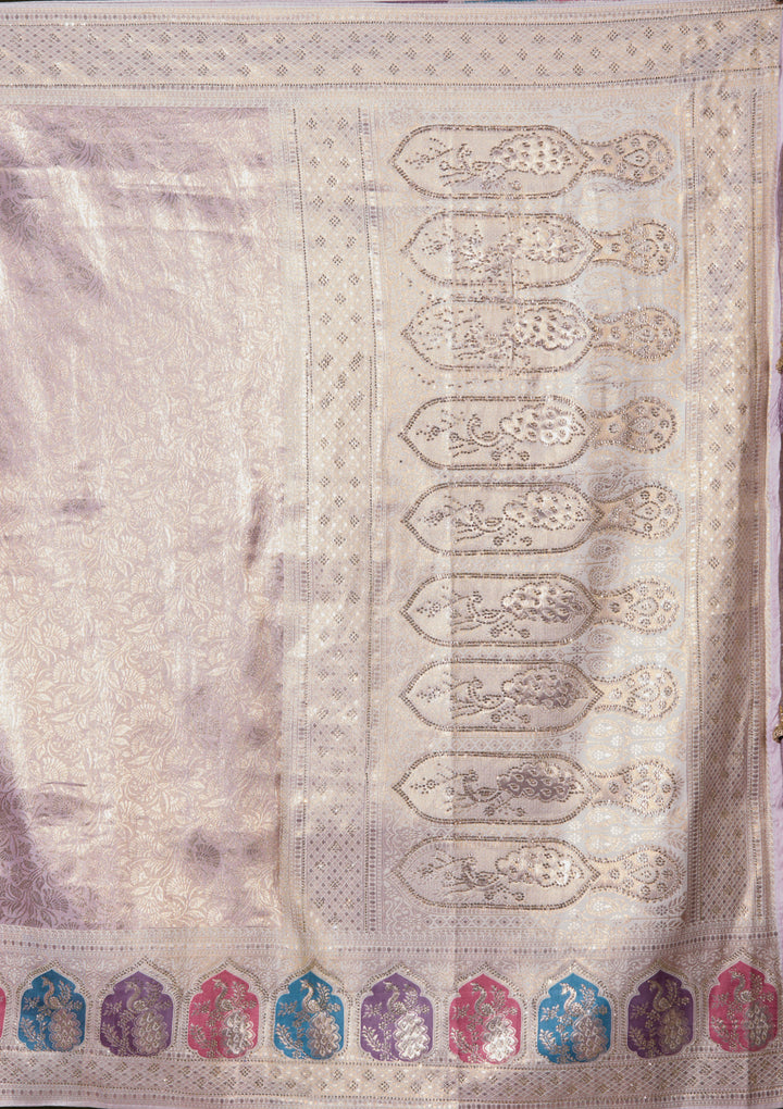 Lavender Art Silk Jaal Saree With Matching Blouse Piece