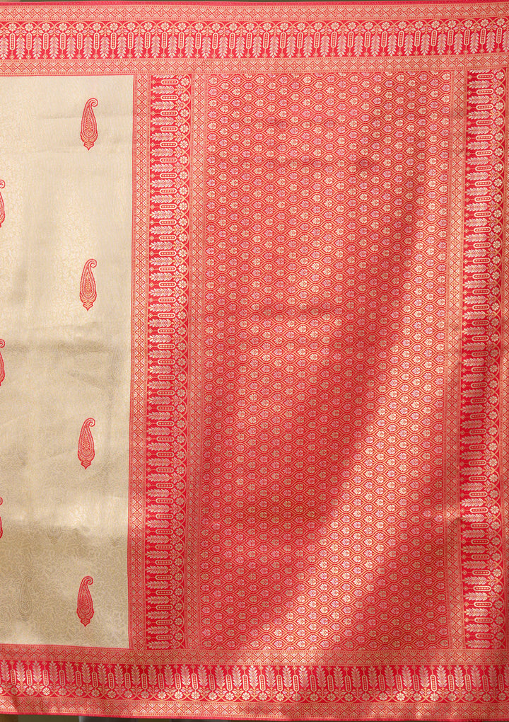 Beige Art Silk Buti Saree With Matching Blouse Piece