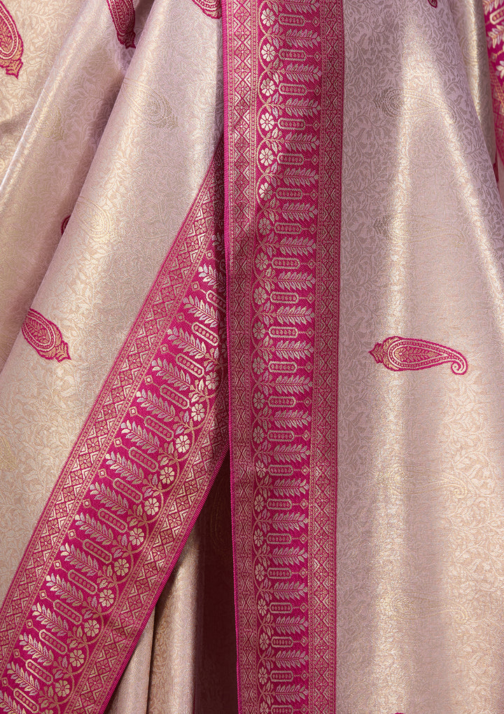 Lavender Art Silk Buti Saree With Matching Blouse Piece
