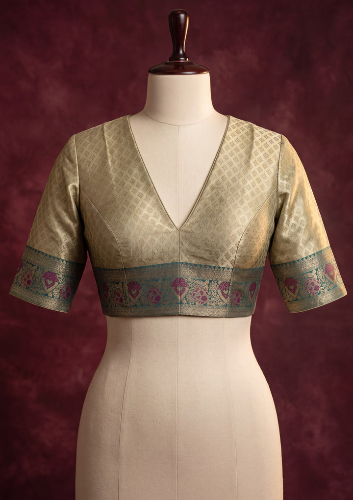 Leaf Green Art Silk Jaal Saree With Matching Blouse Piece