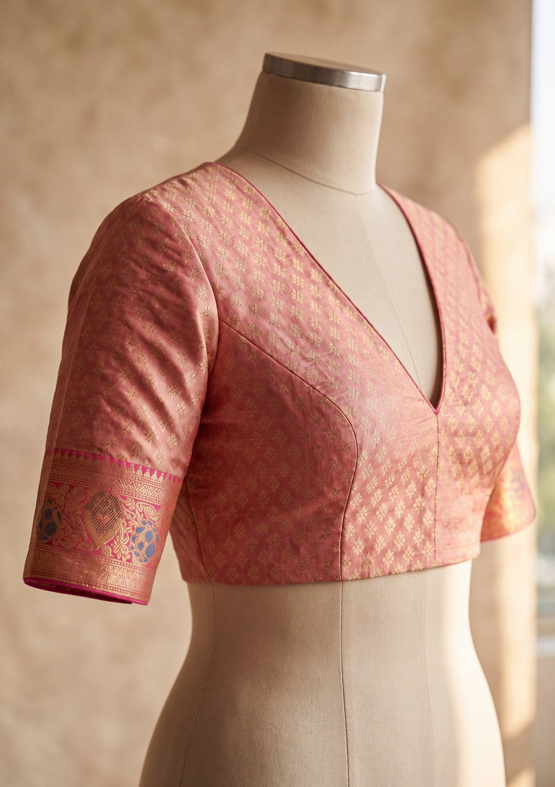 Magenta Pink Art Silk Jaal Saree With Matching Blouse Piece