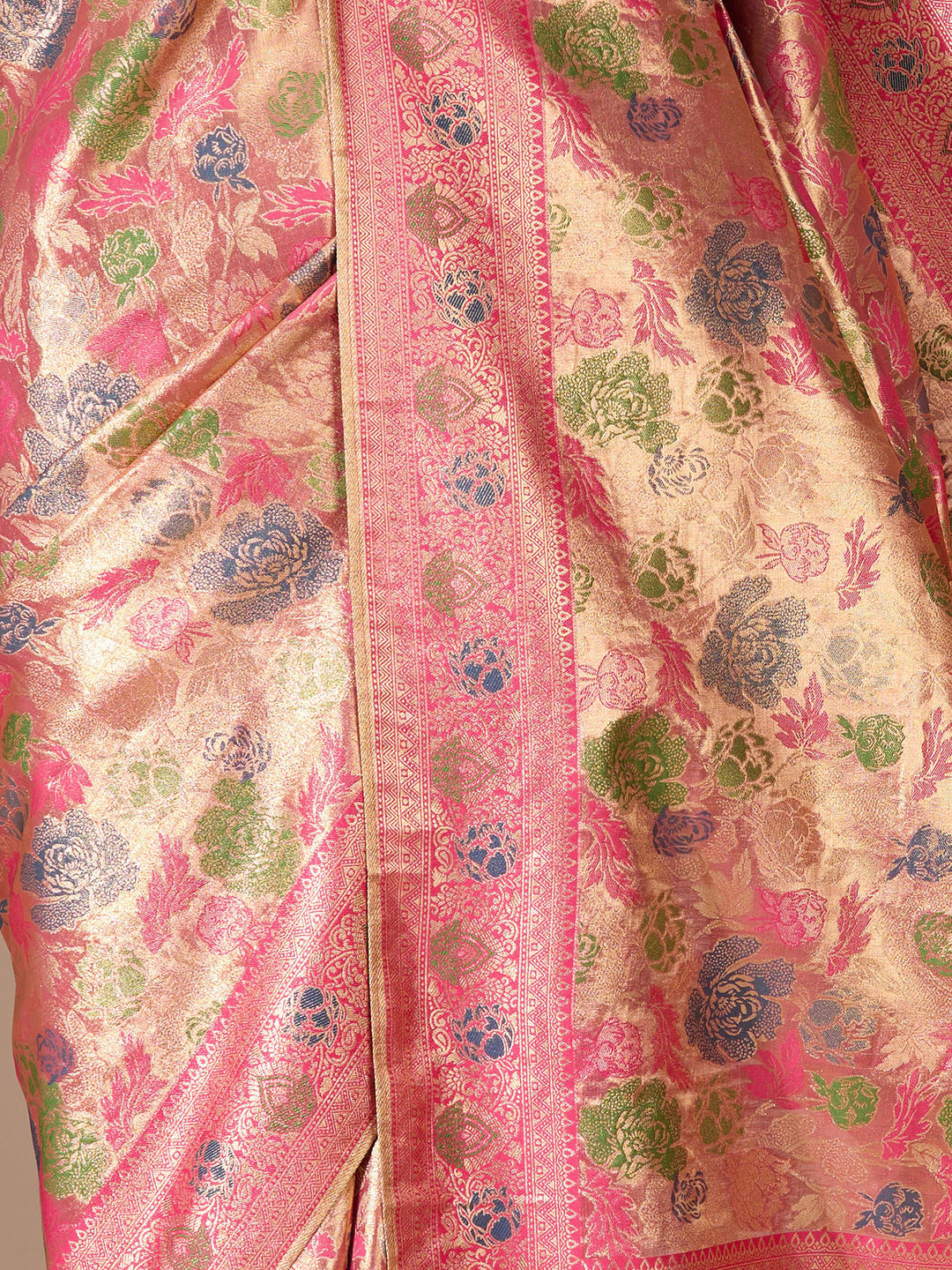 Magenta Pink Art Silk Jaal Saree With Matching Blouse Piece