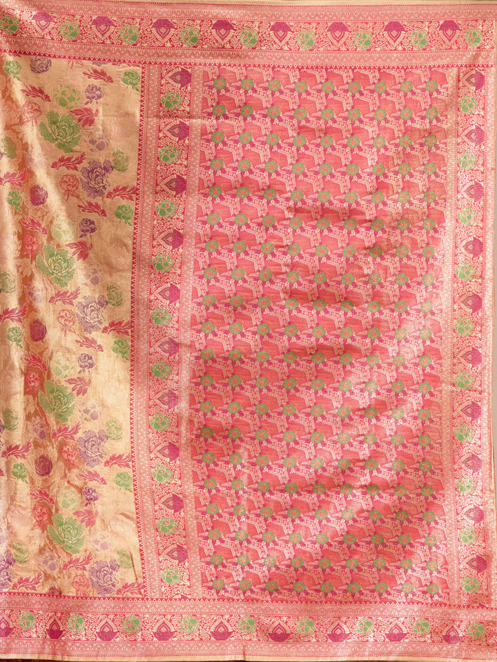 Red Art Silk Jaal Saree With Matching Blouse Piece