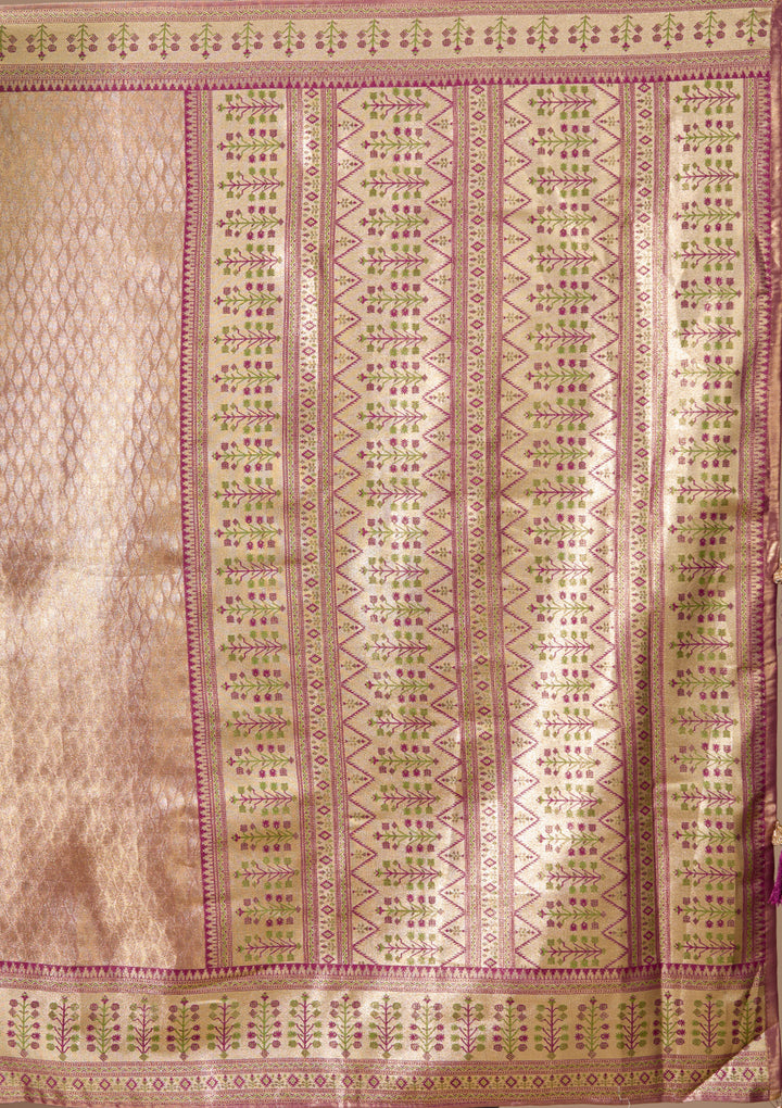 Beige Art Silk Jaal Saree With Matching Blouse Piece
