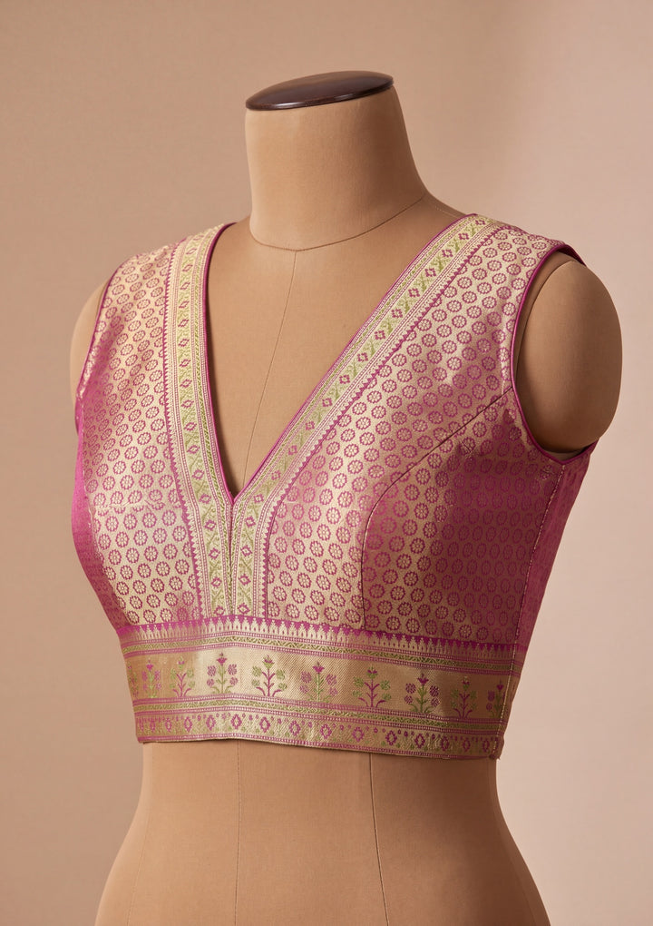 Beige Art Silk Jaal Saree With Matching Blouse Piece