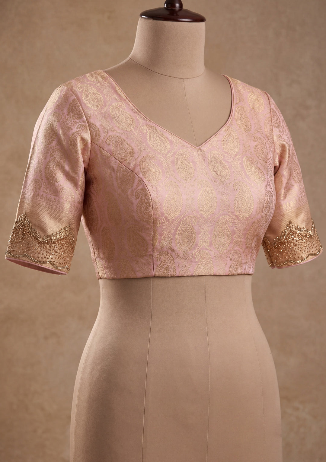Baby Pink Art Silk Jaal Gold Stonework Saree With Matching Blouse Piece