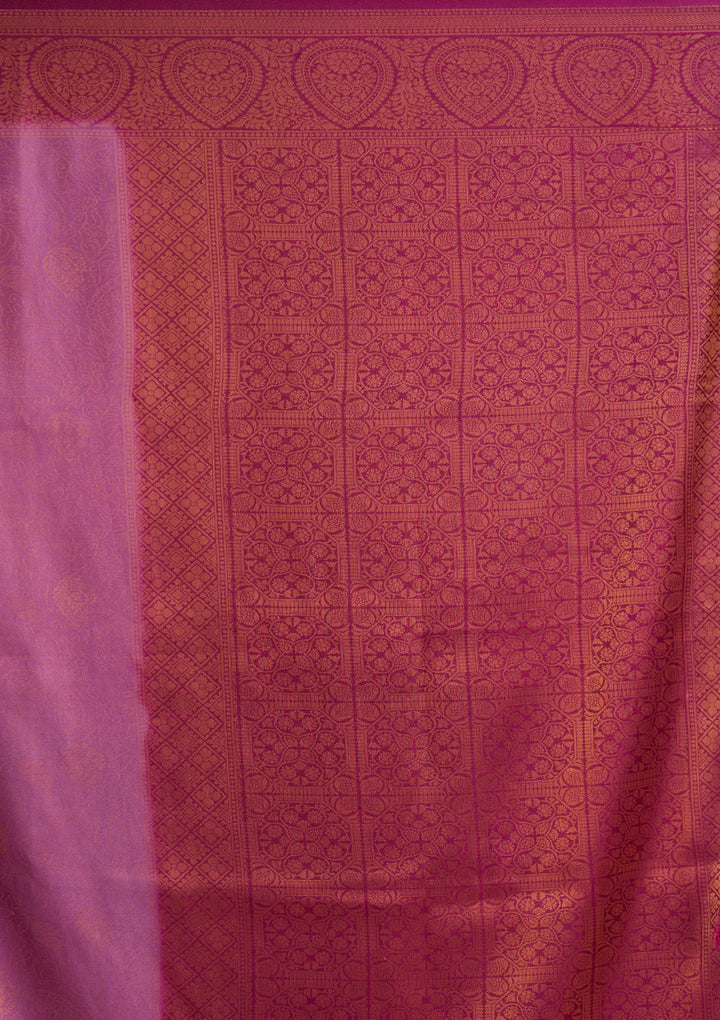 Lavender Art Silk Jaal Saree With Matching Blouse Piece