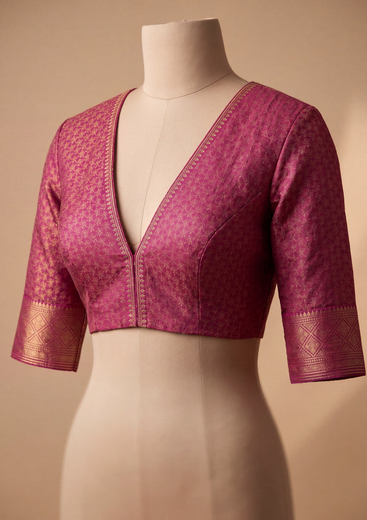 Lavender Art Silk Jaal Saree With Matching Blouse Piece