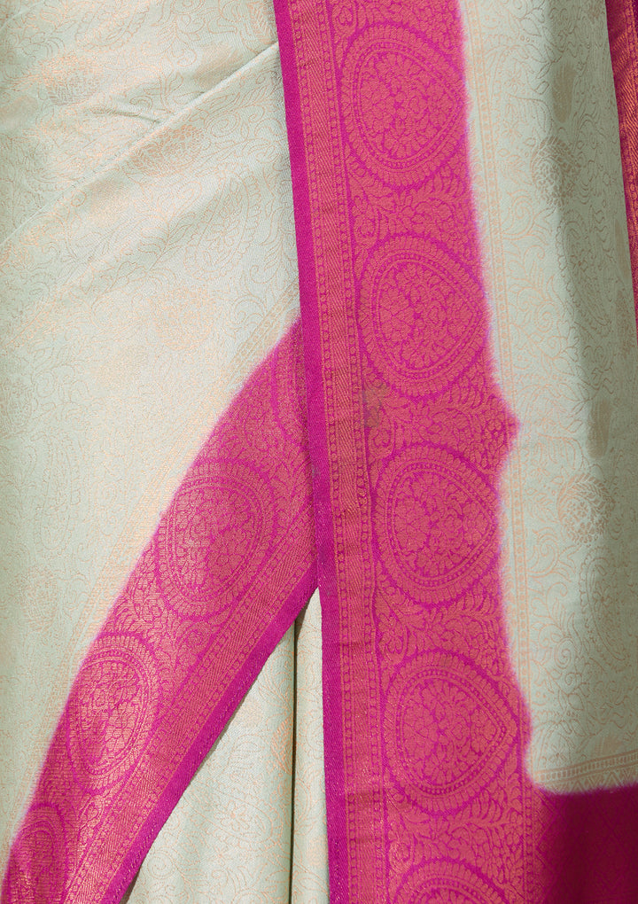 Pista Green Art Silk Jaal Saree With Matching Blouse Piece