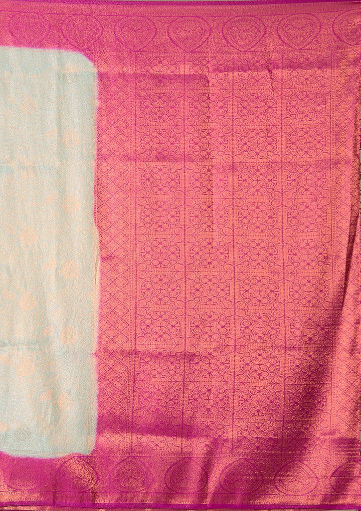 Pista Green Art Silk Jaal Saree With Matching Blouse Piece