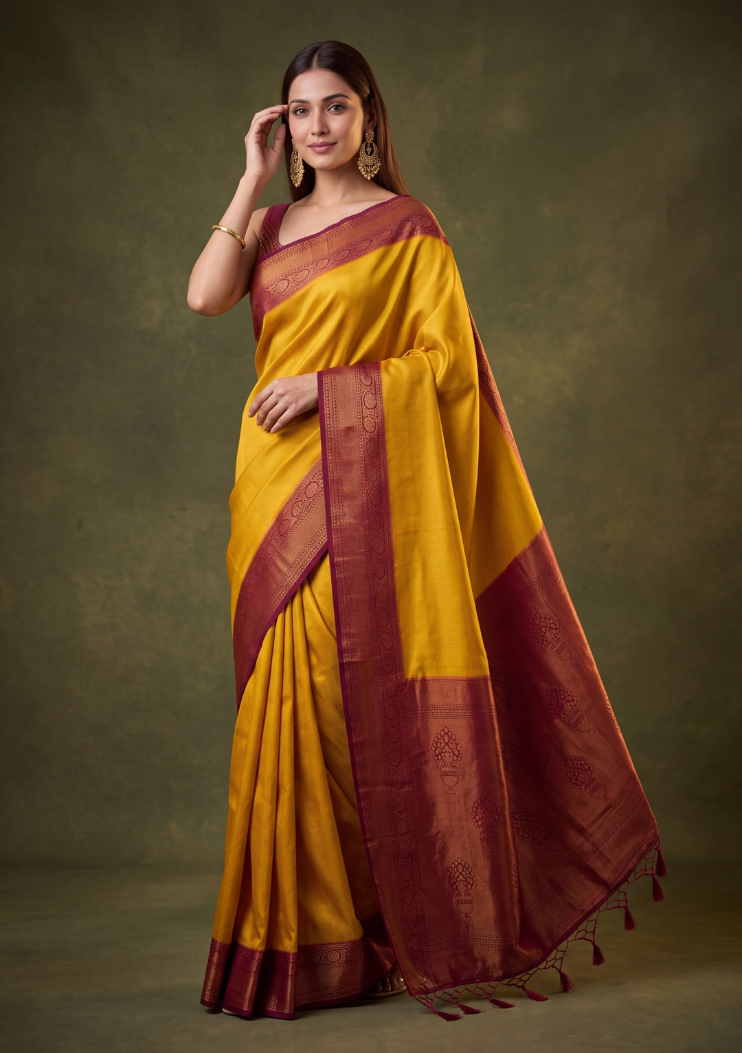 Lime Green Art Silk Jaal Saree With Matching Blouse Piece