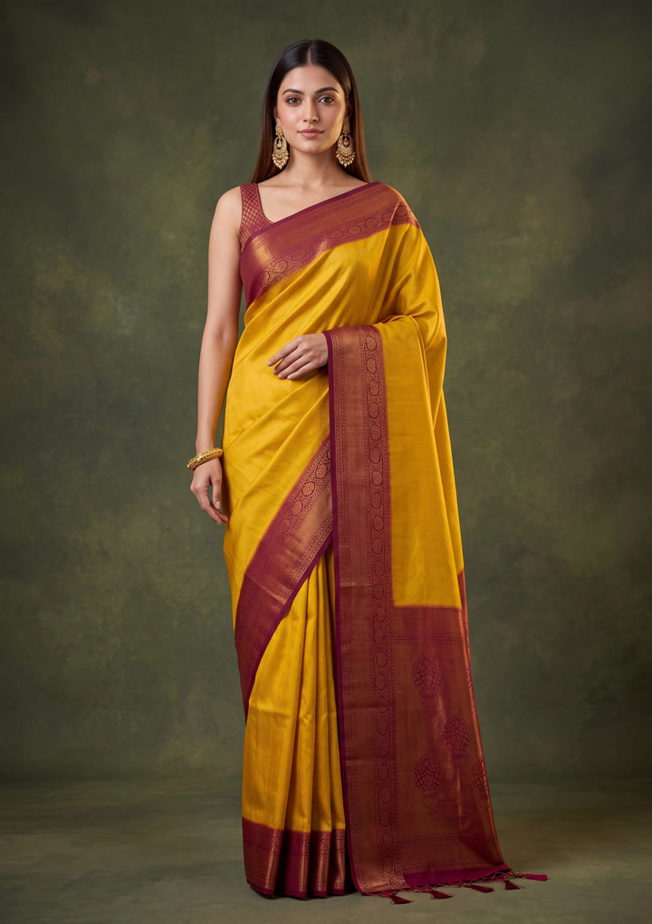 Lime Green Art Silk Jaal Saree With Matching Blouse Piece
