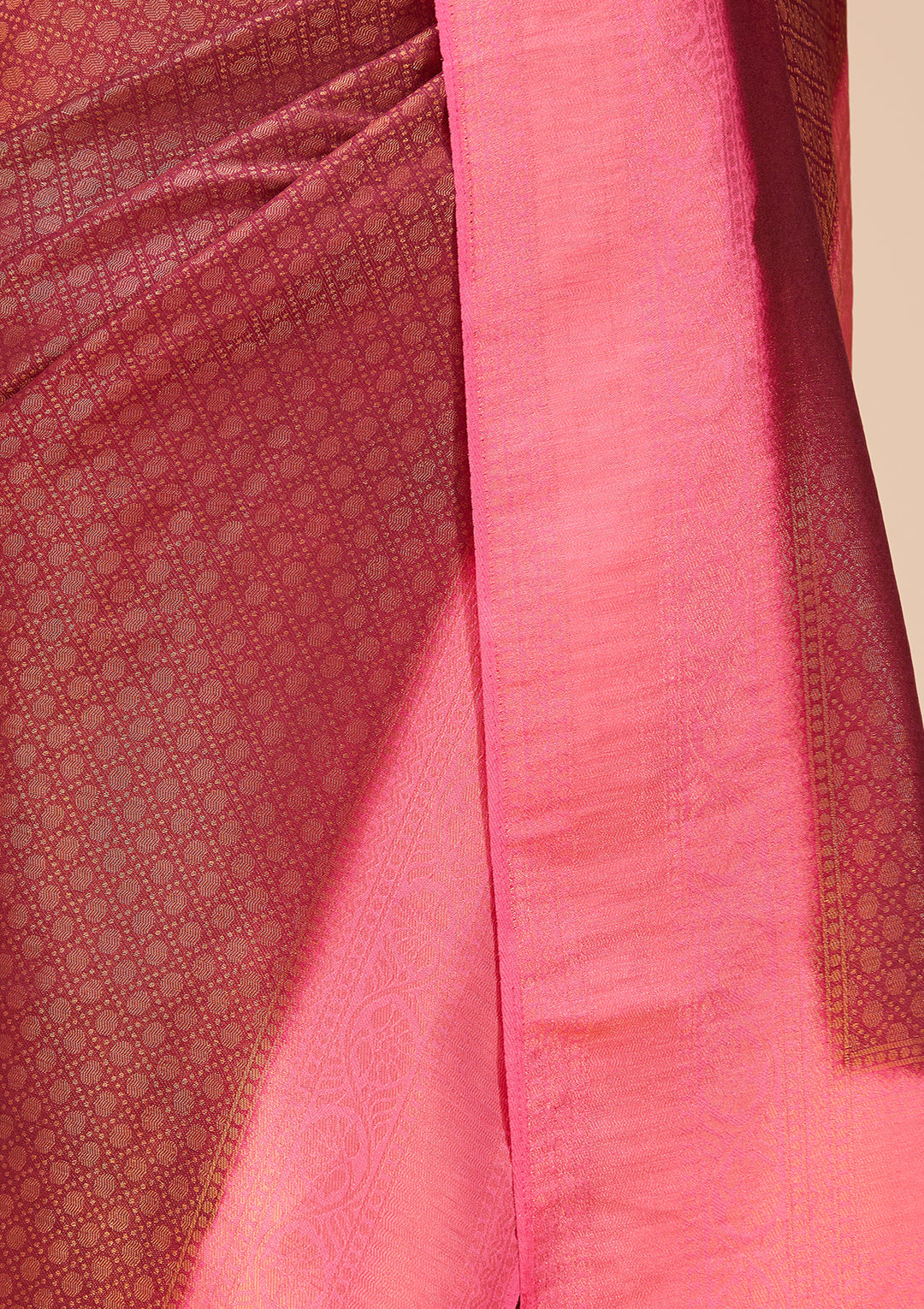 Maroon Art Silk Jaal Saree With Matching Blouse Piece