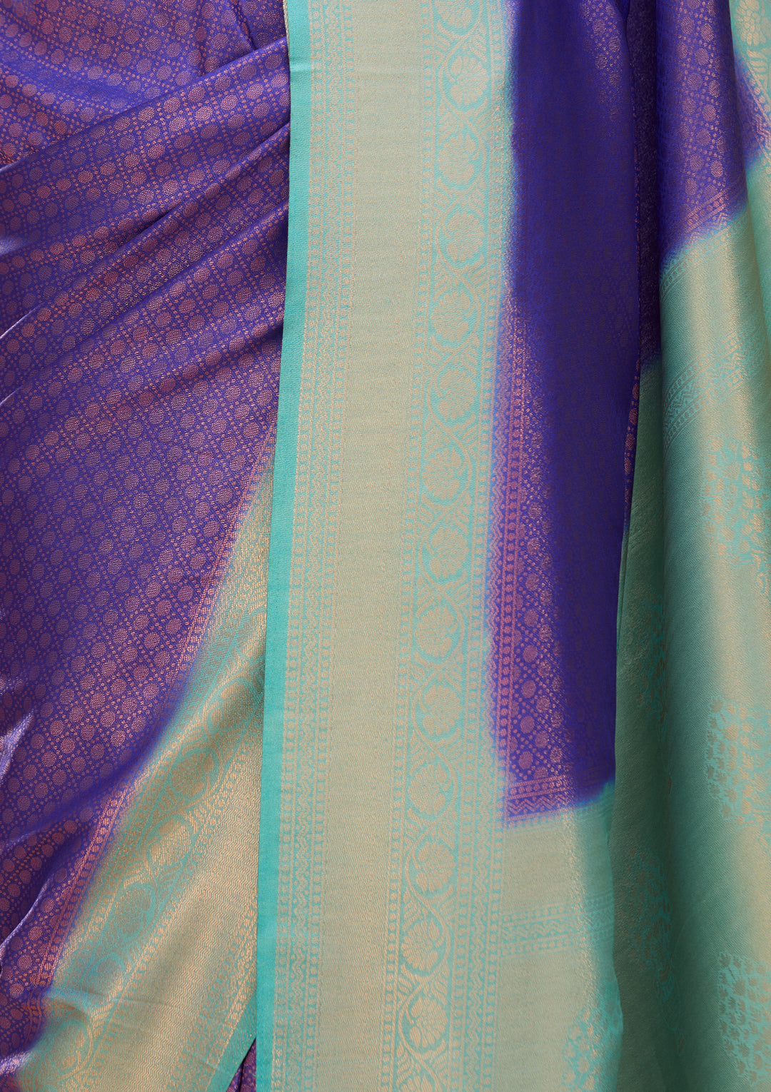 Royal Blue Art Silk Jaal Saree With Matching Blouse Piece