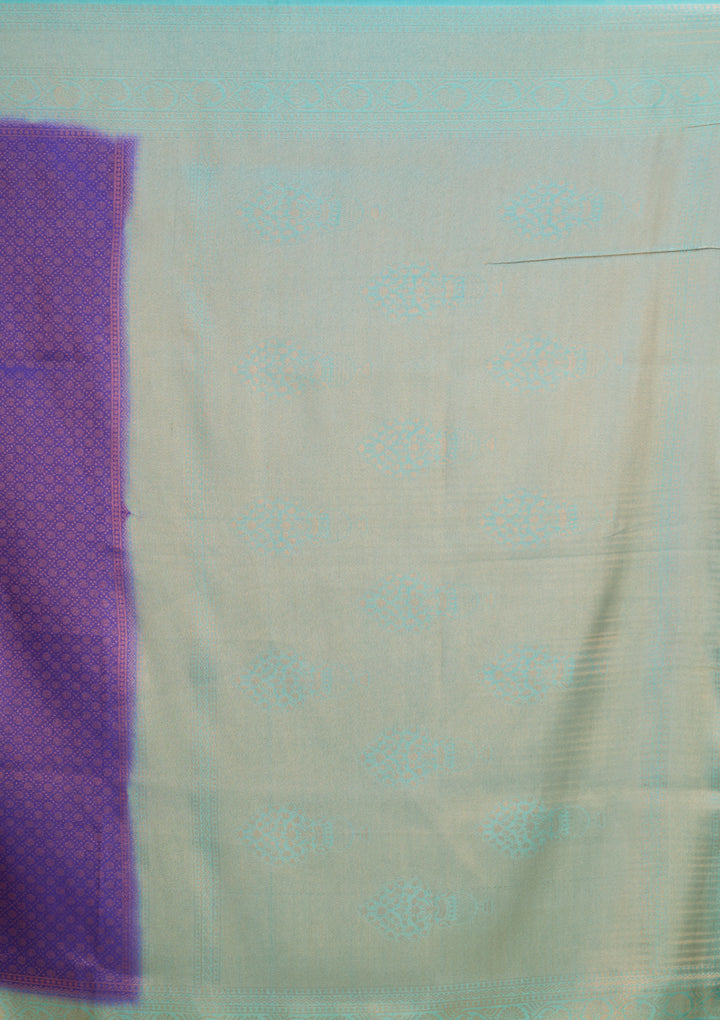Royal Blue Art Silk Jaal Saree With Matching Blouse Piece