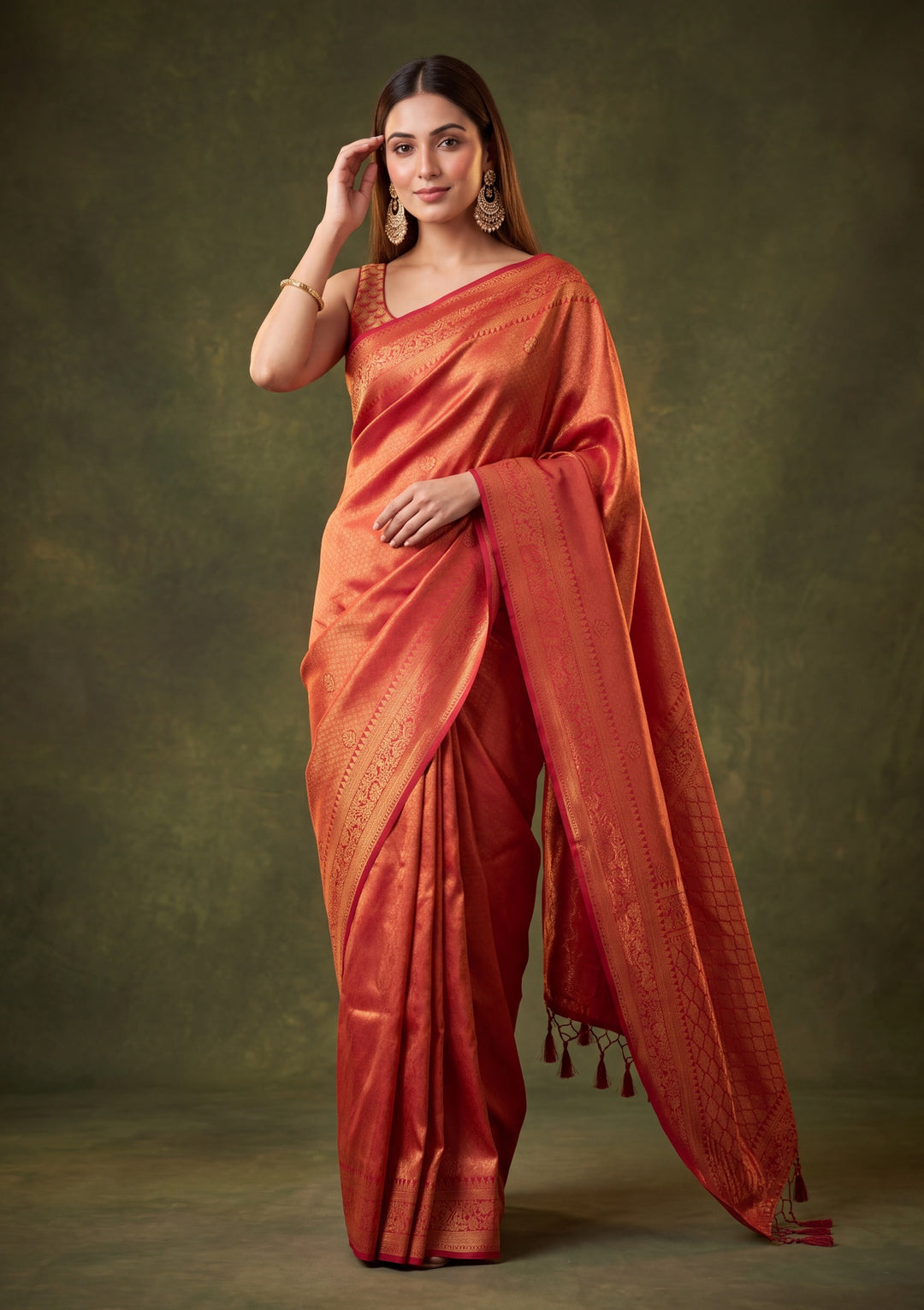Maroon Art Silk Jaal Kanjivaram Saree With Matching Blouse Piece