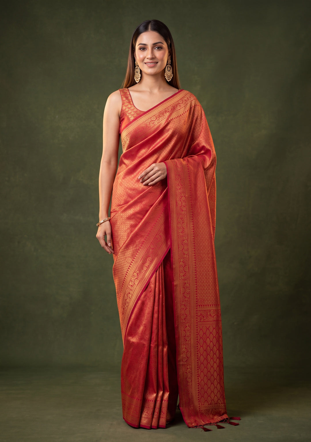 Maroon Art Silk Jaal Kanjivaram Saree With Matching Blouse Piece