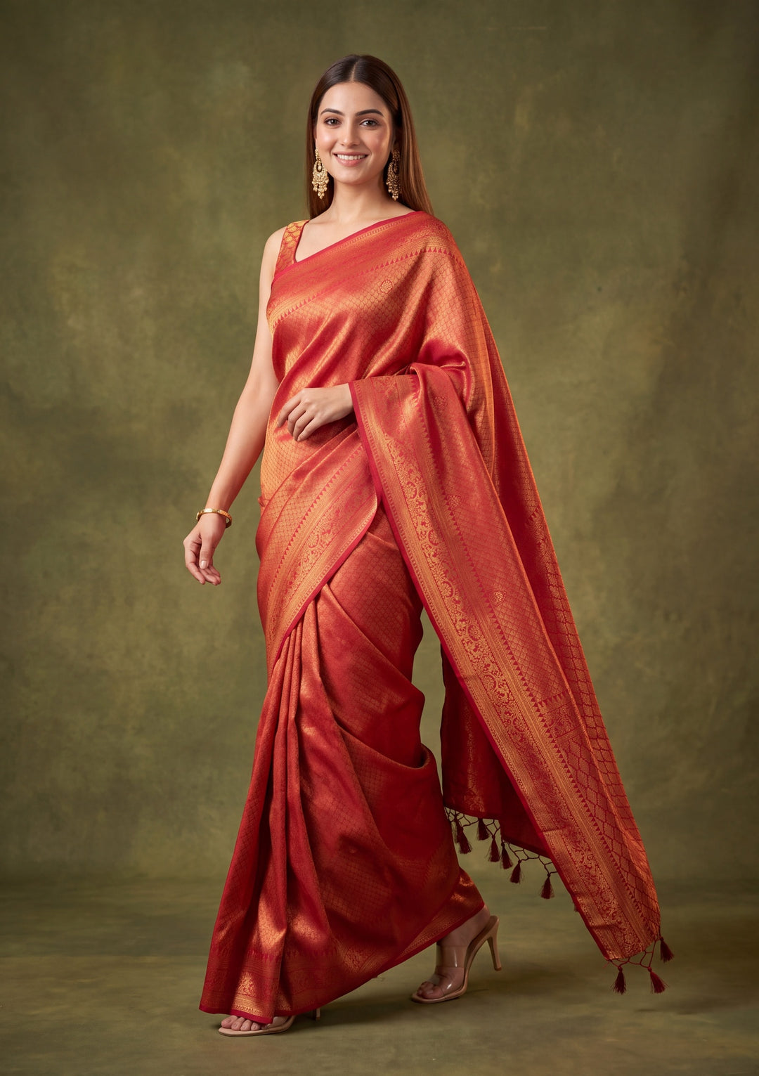 Maroon Art Silk Jaal Kanjivaram Saree With Matching Blouse Piece