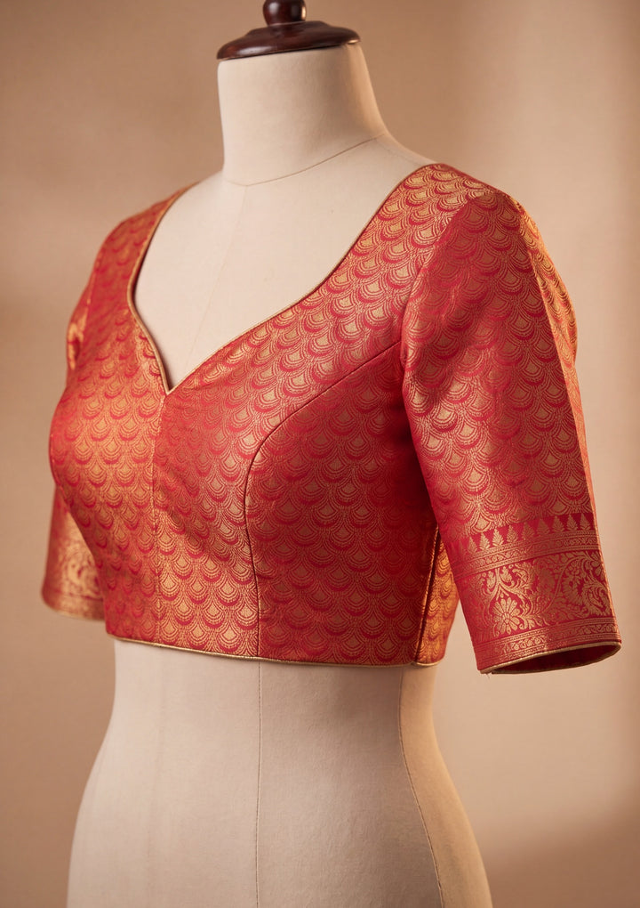 Maroon Art Silk Jaal Kanjivaram Saree With Matching Blouse Piece